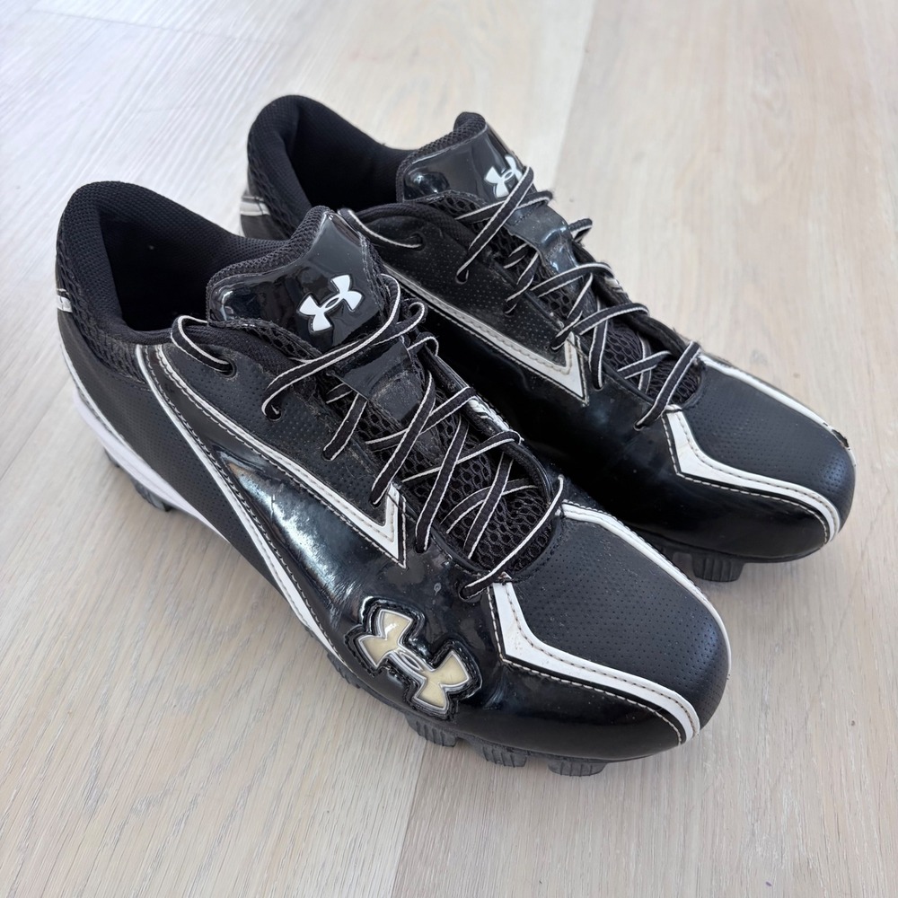 Under Armour Mens 7 Black White Baseball Softball Cleats 1214422-011